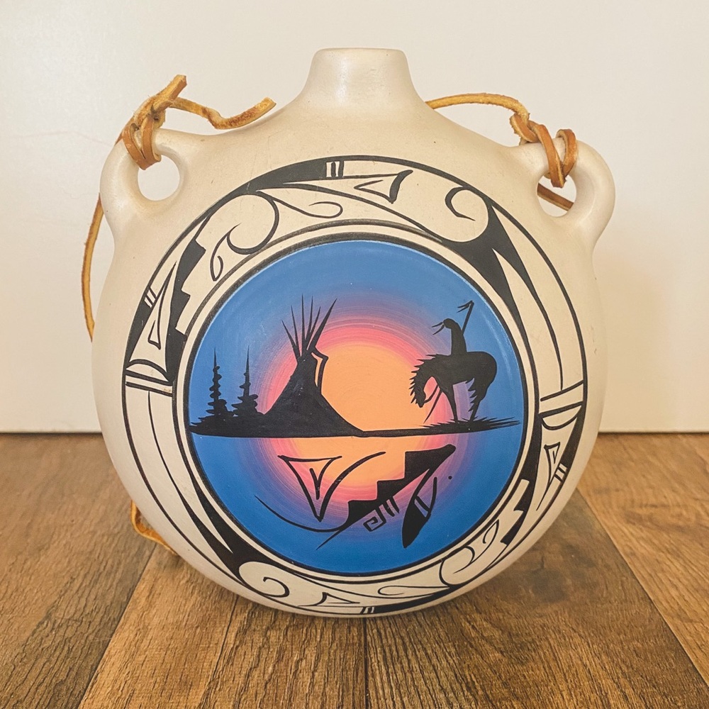 SIGNED Navajo Pottery Canteen Decor